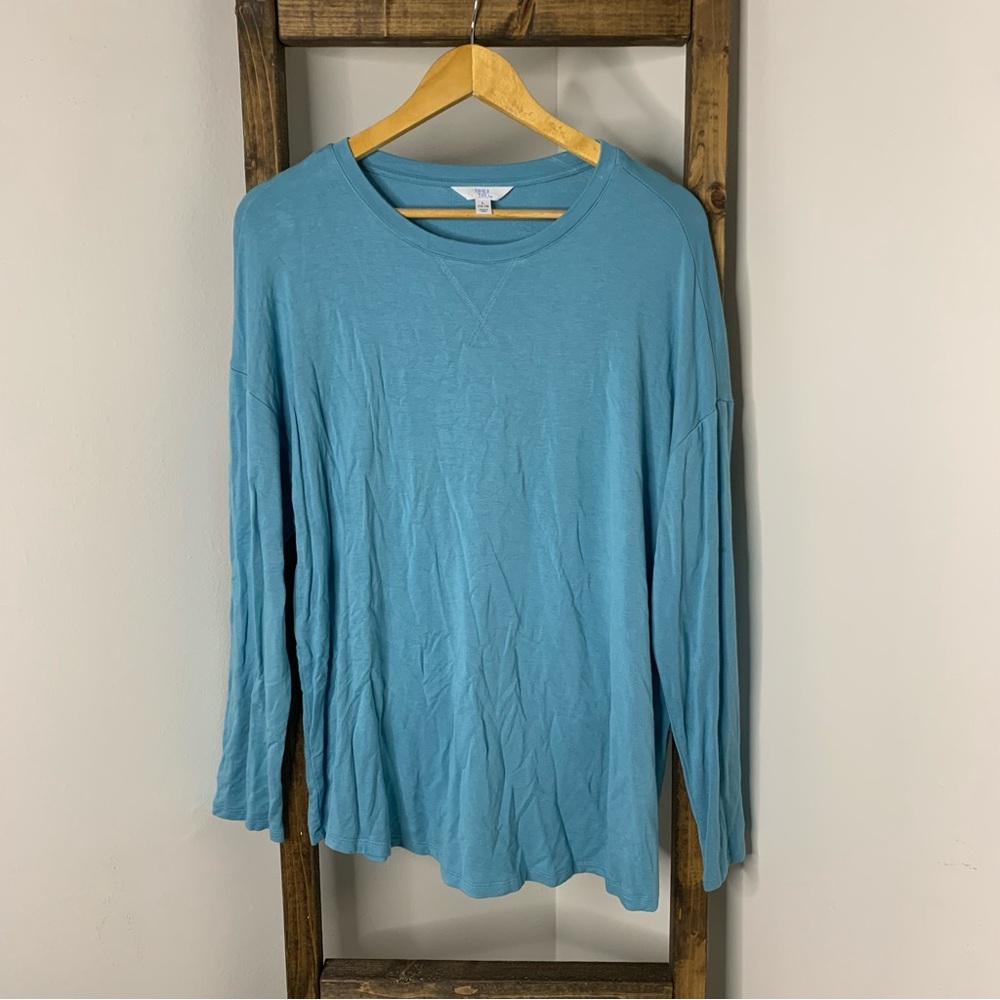 Time and Tru Blue Long Sleeve Top Size L